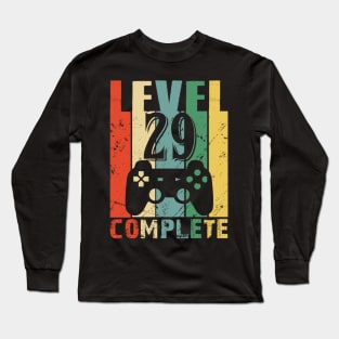 Vintage 29th Wedding Anniversary Level 29 Complete Funny Video Gamer Birthday Gift Ideas Long Sleeve T-Shirt